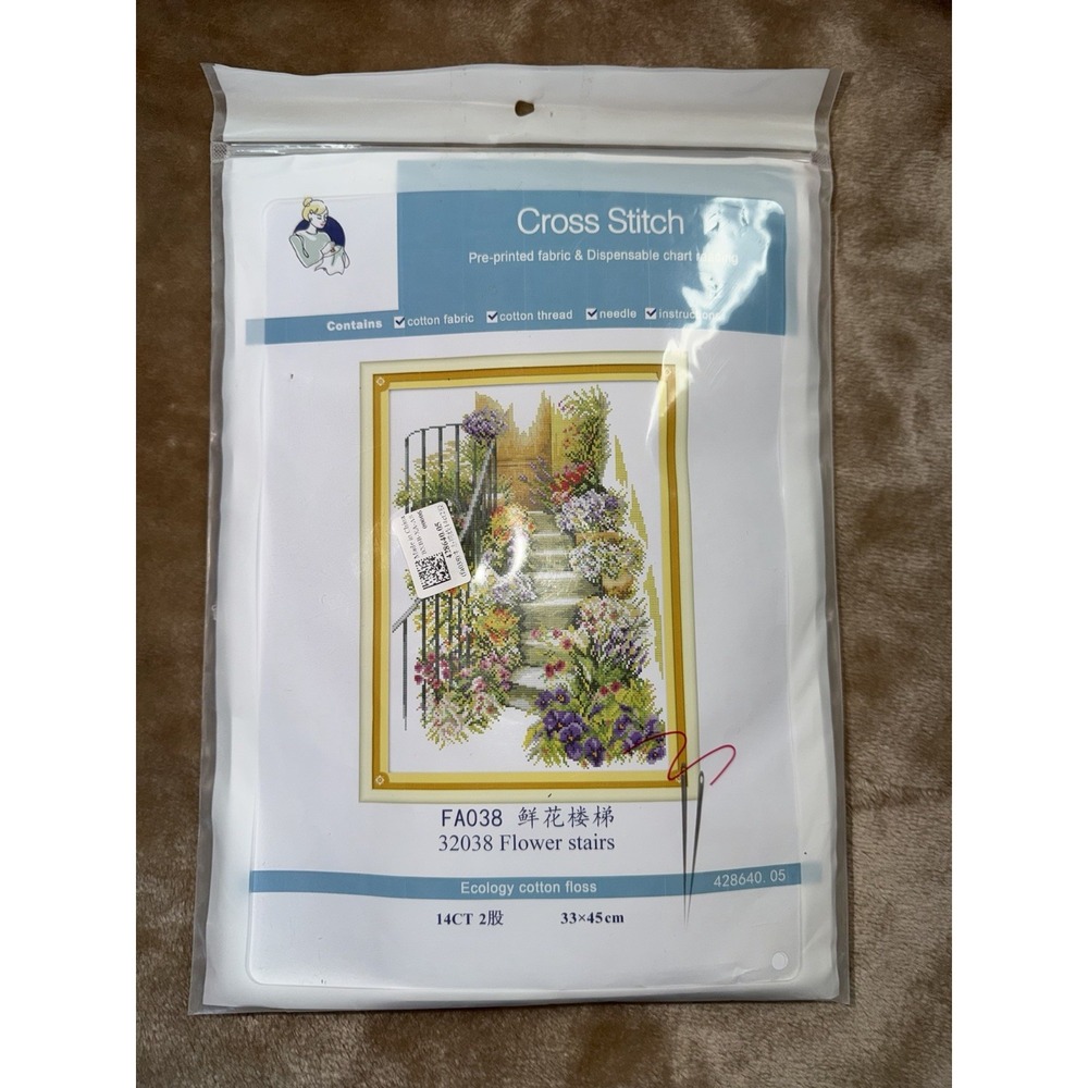 New Cross Stitch Kit Flower Stairs 32038 Ecology Cotton Floss